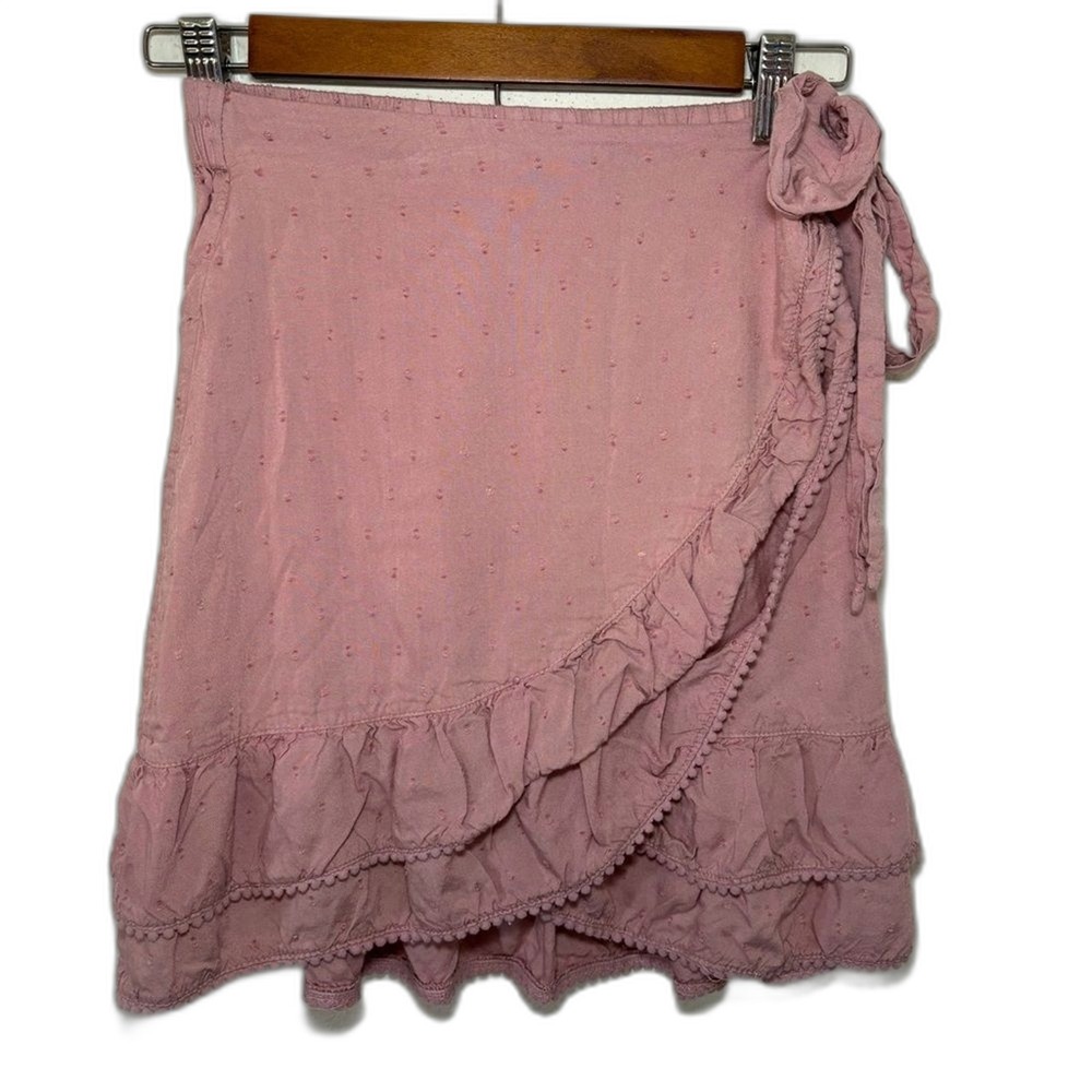 Sim & Sam XS‎ Light Pink Dusty Rose Mini Ruffle Wrap Skirt Tiered
